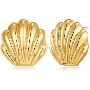 Gold Seashell Studs Earrings for Women Dainty Beach Earrings Summer Fashion Jewelry