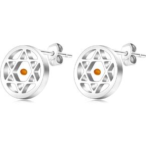 Fashionable Personalized Hexagram Star Mustard Seed Earrings Hypoallergenic Materials Religious Beliefs Jewelry suitable for women