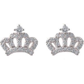 Paialco Sterling Silver Tiny Crown Cubic Zirconia Studs Earrings for Women in Saudi Arabia
