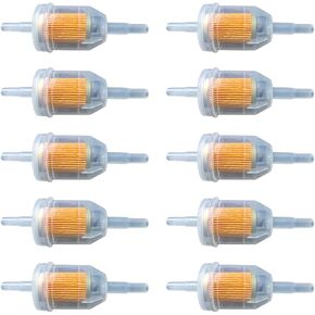 10 Pack Universal Gas Inline Fuel Filters, 1/4 Inch x 5/16 Inch Replacement for Motorcycles ATV Go Karts Accessories with Magnet