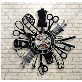 Gift Idea for Mom Modern Clock Sewing Wall Clock Decorations for Living Room Retro Vinyl Record Clock Vintage Wall Clock Birthday Gift Sewing Wall Decals Sewing Art