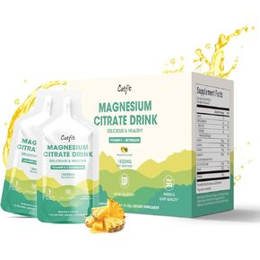 Magnesium Citrate Liquid Supplement 1800mg,Magnesium Drink/Oral Solution with Bromelain,Vitamin,Zinc and Sodium for Sleep,Muscle,Heart,Digestion & Constipation Support,Pineapple,30 Fl Oz (30PCS)