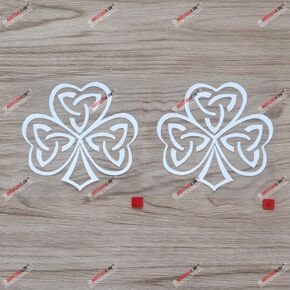 2X White 4'' Shamrock Clover Decal Sticker Irish Ireland Car Vinyl Die Cut Style a