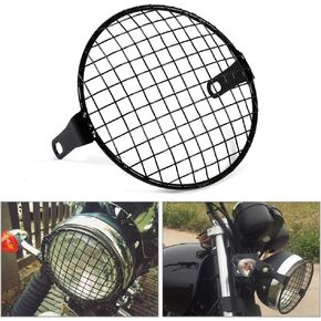 Yosoo 16cm Metal Mesh Grill Headlight Protector Guard Cover for Motorcycle(Black)