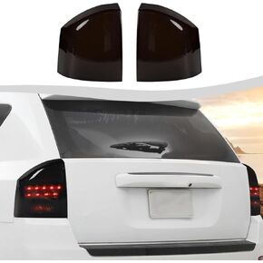 Tail Light Taillight Lamp Guard Cover Fit for 2011-2016 Jeep Compass, Rear Light Frame Exterior Accessories Kit 2Pcs (Smoked Black)