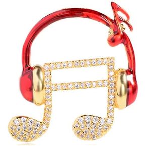 Music Note Brooch Pin for Women Earphone Cubic Zirconia Musical Note Lapel Pins Backpack Badge Scarf Jackets Dress Suit Accessories Fashion Jewelry