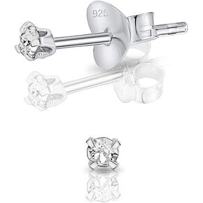 925 Sterling Silver VERY TINY Round Stud Earrings made with Crystals from Swarovski Elements - Diameter: 2 mm