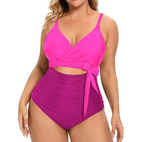 Daci Plus Size One Piece Swimsuit for Women Tummy Control Bathing Suit Cutout Swimwear
