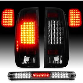 LED Tail Light Fit for 1997-2003 Ford F150 and 2004 F150 Heritage, for 1999-2007 F-250 F-350 Super Duty, Rear Brake Lamp Taillight Assembly Smoked Lens (Fit Fleetside Models）