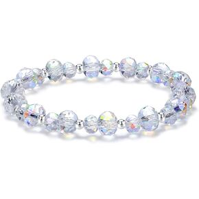 HANGINTHERE 925 Sterling Silver Crystal Bracelet for Womens trendy, Adjustable 6-10 in,Gift Boxed, Valentines Day Gifts for Her Jewelry