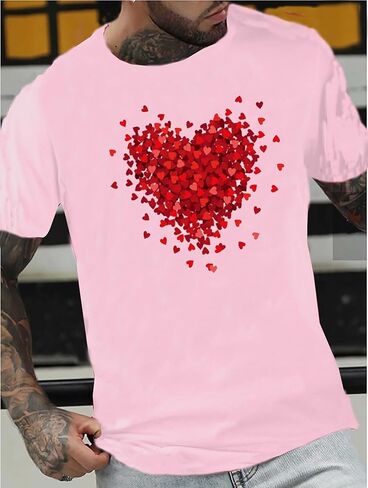 Valentine's Day Matching Couples T Shirts Love Heart Print Graphic Tees Husband Wife Valentine Shirt Tops in Kuwait