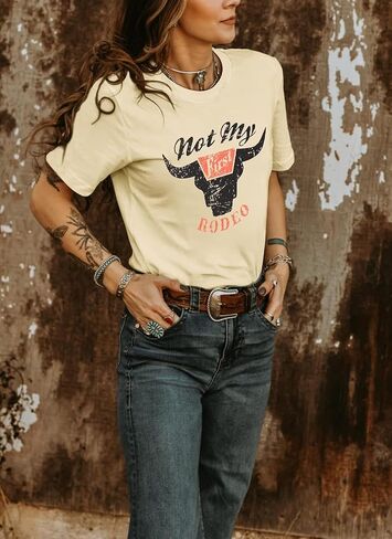 Not My First Rodeo Shirt Women Western Cowboys T-Shirt Vintage Country Music Shirt Retro Cowgirls Howdy Shirt in Saudi Arabia