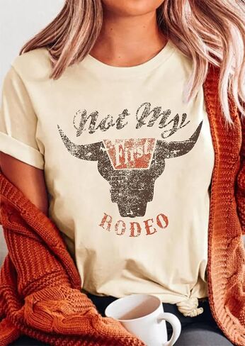 Not My First Rodeo Shirt Women Western Cowboys T-Shirt Vintage Country Music Shirt Retro Cowgirls Howdy Shirt in Saudi Arabia