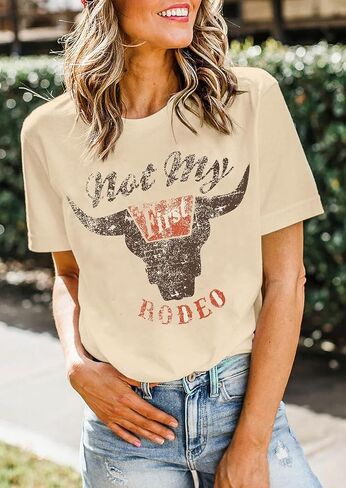 Not My First Rodeo Shirt Women Western Cowboys T-Shirt Vintage Country Music Shirt Retro Cowgirls Howdy Shirt in Saudi Arabia