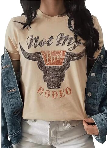 Not My First Rodeo Shirt Women Western Cowboys T-Shirt Vintage Country Music Shirt Retro Cowgirls Howdy Shirt in Saudi Arabia