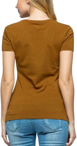 Women's Crewneck Short Sleeve Slim Fitted T-Shirt Solid Basic Tee Stretchy Casual Top in Kuwait