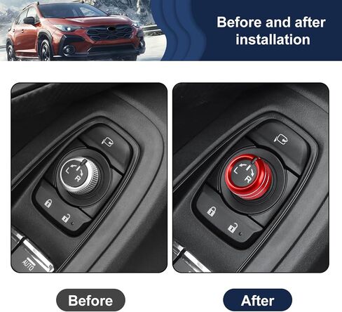 KUNGKIC for Subaru Crosstrek 2023 2024 2025 Rearview Mirrors Switch Knob Ring Cover Trim Aluminium Alloy Interior Accessories (Red) in Kuwait