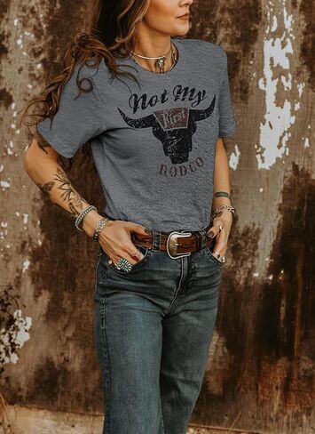 Not My First Rodeo Shirt Women Western Cowboys T-Shirt Vintage Country Music Shirt Retro Cowgirls Howdy Shirt in Kuwait
