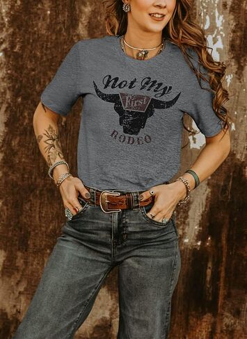 Not My First Rodeo Shirt Women Western Cowboys T-Shirt Vintage Country Music Shirt Retro Cowgirls Howdy Shirt in Kuwait