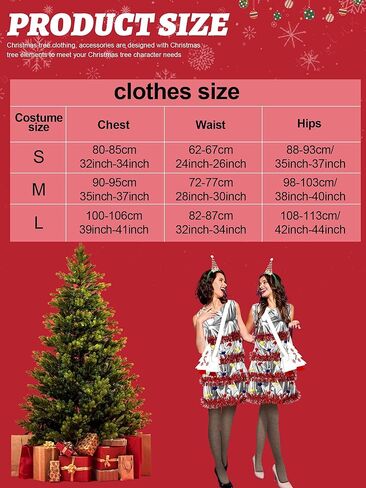 مجموعة أزياء شجرة الكريسماس 7 قطع من Berlune للنساء لزي عيد الميلاد وقبعة وعصابة رأس وحقيبة إطار نظارات وجوارب ترتر (أنيق، كبير) in Kuwait