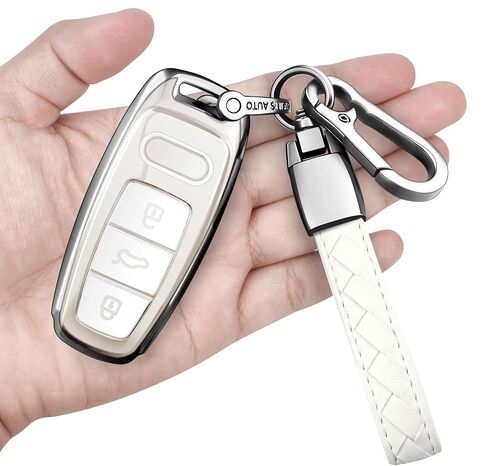 Sindeda لغطاء Audi Key Fob مع سلسلة مفاتيح ناعمة للحماية الكاملة غطاء مفتاح متوافق مع Audi A6L A6 A7 A8 Q7 Q8 E-Tron 2018-2022 A3 S3 S6 SQ7 RS6 S7 RS7 (وردي) in Kuwait