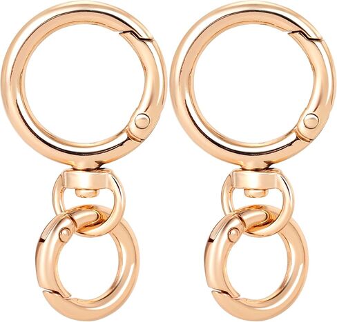 OIIKI 1 Sets Swivel Clasp Clips, Metal Swivel Snap Hook, Double Opening Key Chain Clip with Key Ring for DIY Crafts, Jewelry Clasps, Lanyard Making - Gold in Saudi Arabia