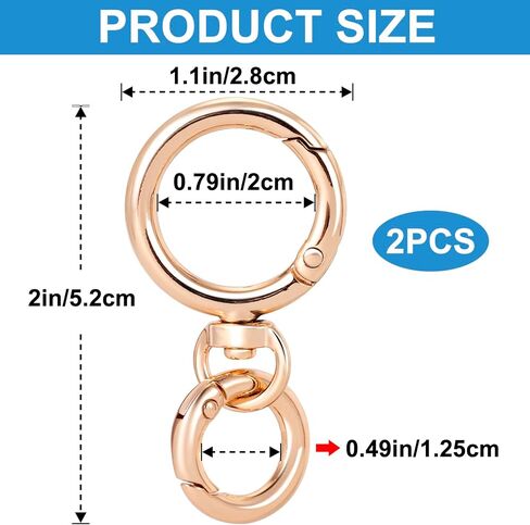 OIIKI 1 Sets Swivel Clasp Clips, Metal Swivel Snap Hook, Double Opening Key Chain Clip with Key Ring for DIY Crafts, Jewelry Clasps, Lanyard Making - Gold in Saudi Arabia