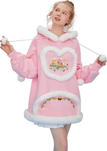 Strawberry Shortcake Women's Hoodie Long Sleeved Furry Sweatshirt in Kuwait