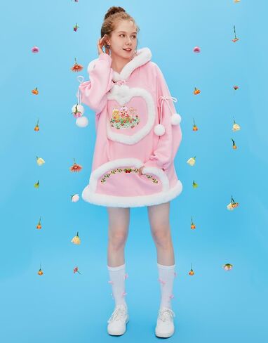 Strawberry Shortcake Women's Hoodie Long Sleeved Furry Sweatshirt in Kuwait