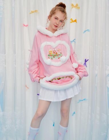 Strawberry Shortcake Women's Hoodie Long Sleeved Furry Sweatshirt in Kuwait