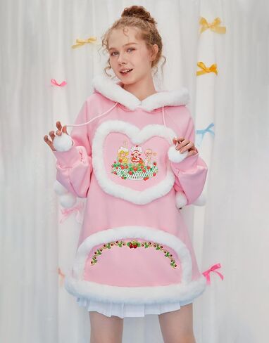 Strawberry Shortcake Women's Hoodie Long Sleeved Furry Sweatshirt in Kuwait