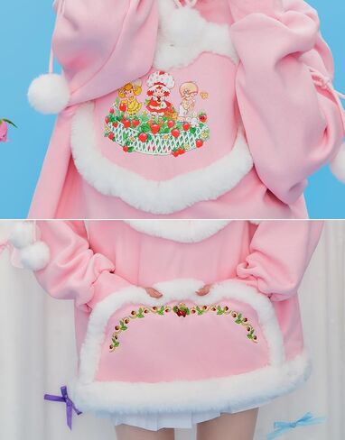 Strawberry Shortcake Women's Hoodie Long Sleeved Furry Sweatshirt in Kuwait
