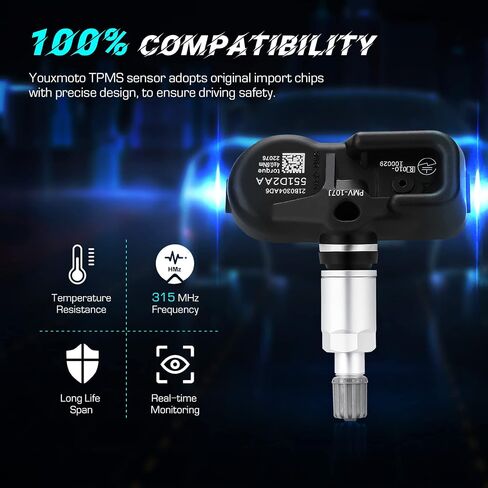 مستشعر Youx Moto TPMS 42607-33021، 315 ميجاهرتز متوافق مع Toyota 4Runner Corolla Camry Avalon، Scion IQ XB XD، Lexus CT ES GS GX Series، مستشعر نظام مراقبة ضغط الإطارات Pontiac Vibe 42607-33011 in Saudi Arabia