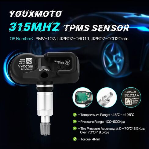 مستشعر Youx Moto TPMS 42607-33021، 315 ميجاهرتز متوافق مع Toyota 4Runner Corolla Camry Avalon، Scion IQ XB XD، Lexus CT ES GS GX Series، مستشعر نظام مراقبة ضغط الإطارات Pontiac Vibe 42607-33011 in Saudi Arabia