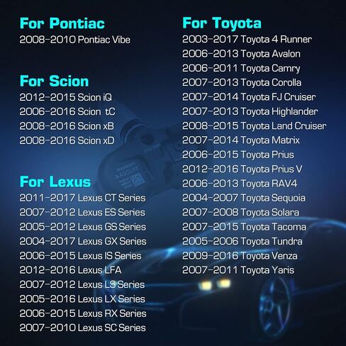 مستشعر Youx Moto TPMS 42607-33021، 315 ميجاهرتز متوافق مع Toyota 4Runner Corolla Camry Avalon، Scion IQ XB XD، Lexus CT ES GS GX Series، مستشعر نظام مراقبة ضغط الإطارات Pontiac Vibe 42607-33011 in Saudi Arabia