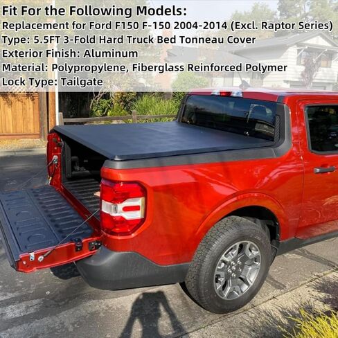 4.6FT Truck Bed Tonneau Cover Replacement for 2022 2023 2024 Ford Maverick Tri-fold Truck Tonneau Cover Hard Folding Style in Kuwait