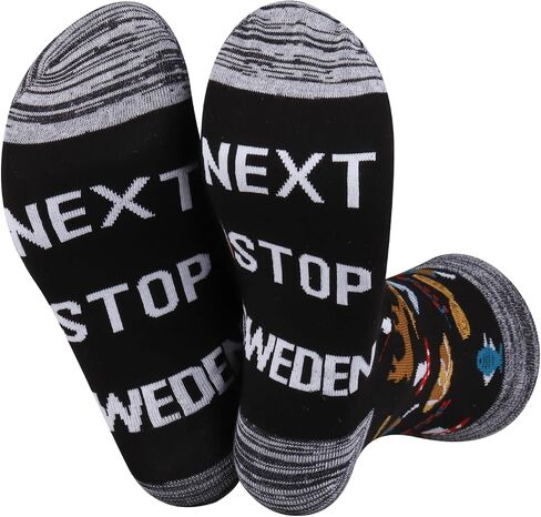 JXGZSO Sweden Vacation Gift Next Stop Sweden Socks Sweden Trip Gift Sweden Lover Gift Europe Travel Gift in Saudi Arabia