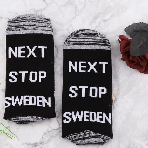JXGZSO Sweden Vacation Gift Next Stop Sweden Socks Sweden Trip Gift Sweden Lover Gift Europe Travel Gift in Saudi Arabia