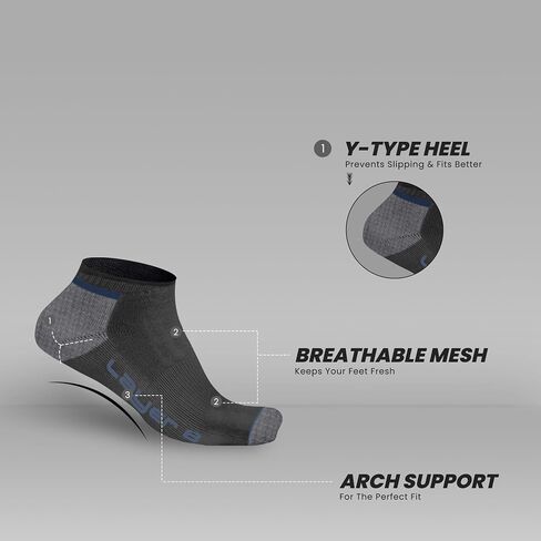 Layer 8 Men's No-Show Socks: Comfortable Low-Cut Style, Invisible Liner Design | Ideal for Hiking & Everyday Wear in Saudi Arabia