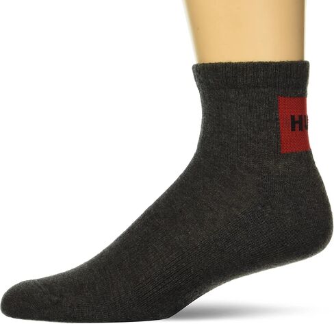 HUGO Men's 2-Pack Square Logo Ribbed Cotton Socks in Saudi Arabia