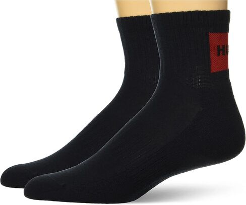 HUGO Men's 2-Pack Square Logo Ribbed Cotton Socks in Saudi Arabia