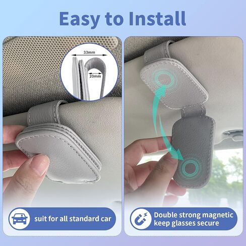 Universal Sunglass Holder For Car Sun Visor, Automotive Magnetic Leather Glasses Holder Keep Glasses & Auto Items Secure, Eyeglass Holder，Ticket Card Clip & Sunglass Visor Clips For Cars(Red) in Saudi Arabia