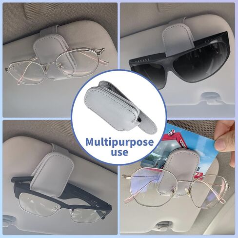 Universal Sunglass Holder For Car Sun Visor, Automotive Magnetic Leather Glasses Holder Keep Glasses & Auto Items Secure, Eyeglass Holder，Ticket Card Clip & Sunglass Visor Clips For Cars(Red) in Saudi Arabia