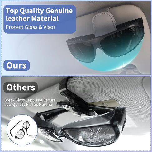Universal Sunglass Holder For Car Sun Visor, Automotive Magnetic Leather Glasses Holder Keep Glasses & Auto Items Secure, Eyeglass Holder，Ticket Card Clip & Sunglass Visor Clips For Cars(Red) in Saudi Arabia