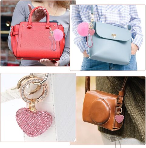 Cute Heart Keychains for Women Crystal Keychain Bling Key Chain Accessories Car Keychain with Heart Shape Rhinestone Wristlet Keychain for Car Keys Bags Backpack Gift, Pink in Saudi Arabia