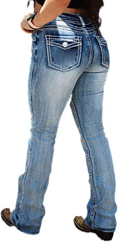 Flamingals Boot Cut Jeans for Women Trendy Stretch Jeans Butt Lifting Jeans Tummy Control Jeans Denim Pants in Kuwait