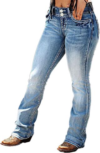 Flamingals Boot Cut Jeans for Women Trendy Stretch Jeans Butt Lifting Jeans Tummy Control Jeans Denim Pants in Kuwait