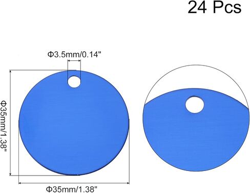 MECCANIXITY 24 Pack Round Aluminum Blank Tags 35 x 35 x 1mm Engraving Stamping Blanks Metal Blank Label Dog Pet Tags for DIY Jewelry Stamping Tools, Black in Saudi Arabia