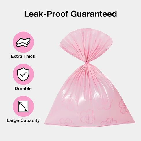 VETRESKA Dog Poop Bag Dispenser with Cherry Blossom Scented Poop Bags, Leak Proof and Extra Thick Pet Waste Bags, 1 Poop Bag Holder and 105 Bags for Dog Walking and Cats Litter, Pink in Saudi Arabia