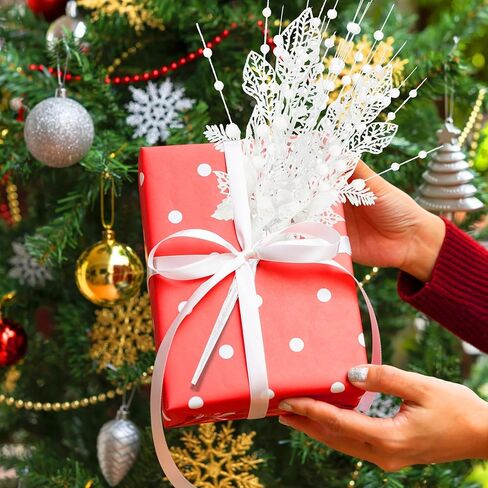 30 حزمة من الحلي الجذعية للتوت والزهور اللامعة الاصطناعية، 17 بوصة من اختيارات عيد الميلاد مع زهور البونسيتة اللامعة وفرع الزهور المزيفة لتزيين شجرة عيد الميلاد وديكور المنزل (أحمر) in Kuwait